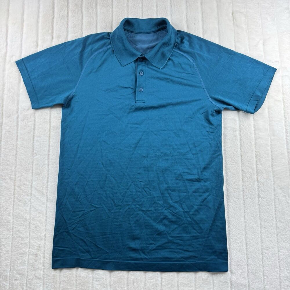 Lululemon Metal Vent Tech Polo Shirt Men's Small Performance Stretch Blue Sport